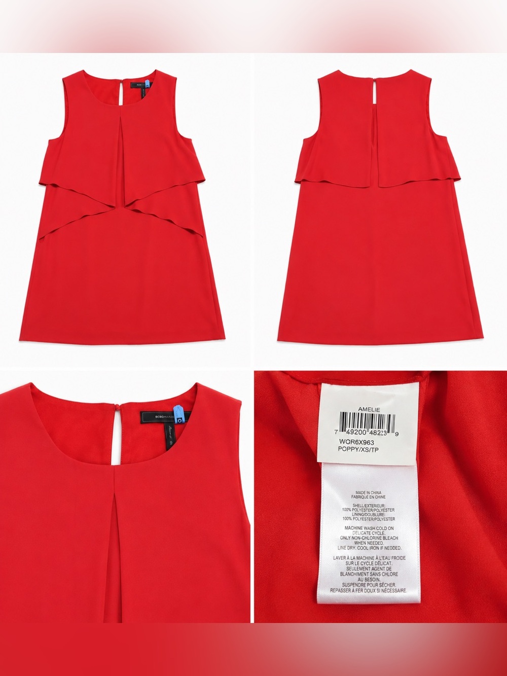 BCBGMaxAzria Red Sleeveless Layered Mini Dress XS